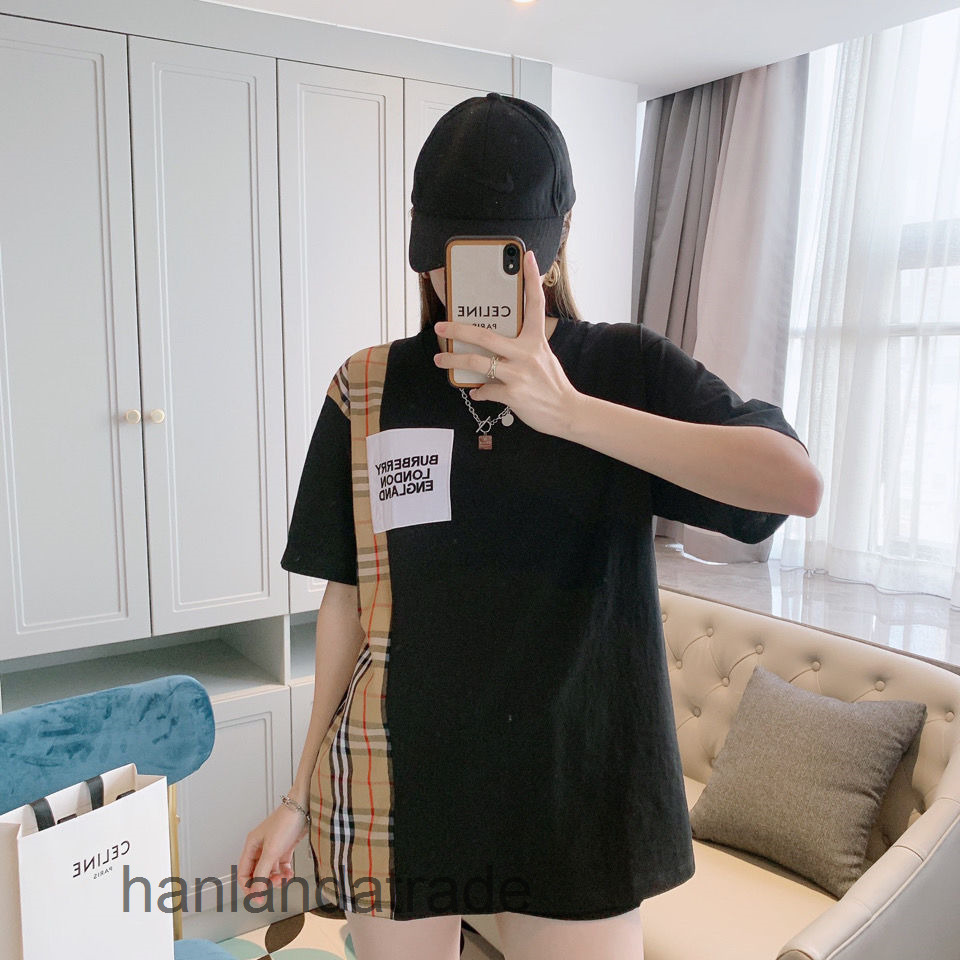 

Designer Burbe T shirt High version 2022 spring / summer Plaid stitching high density embroidery short sleeve T-shirt for men and women, White