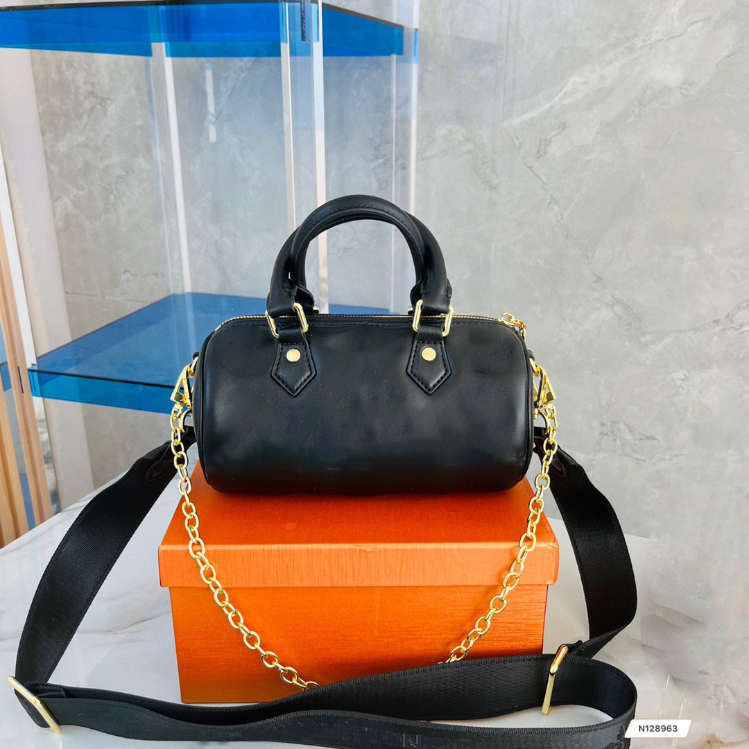 

Famous Brand Women Pillow Shape Shoulder Crossbody Bags HandBag Ladies Luxurious One Side Cross Body Barrel Round Bag with Full Letters Woman Handbag PBK015, Clear