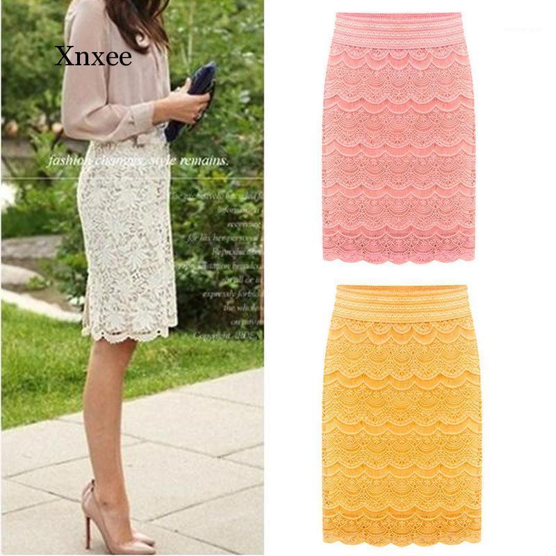 

Skirts Solid High Waist Bodycon Lace Pencil Skirt 2022 Women Slim Short Female Feminino Vintage Party Ladies Wedding Clothing, Beige