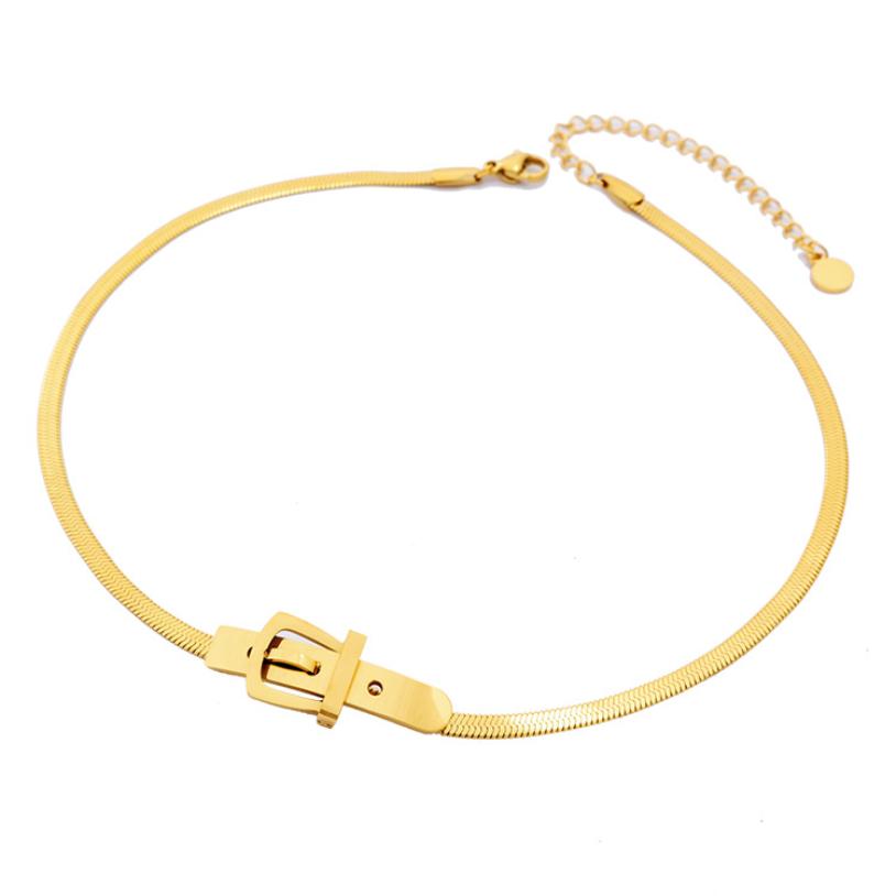 

Pendant Necklaces 316L Stainless Steel Fashion Fine Jewelry Punk Belt Buckle Shape Charms Snake Neck Chain Choker Pendants For Women