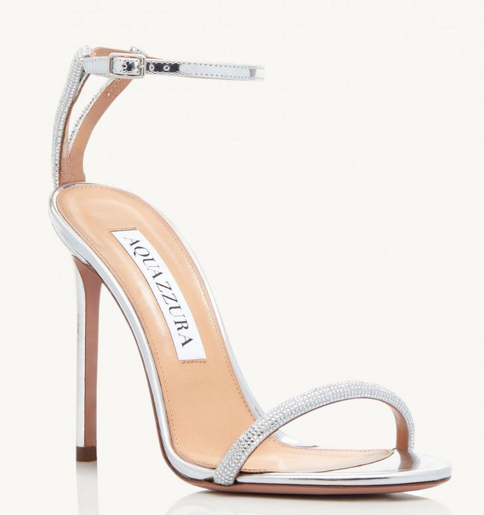 

Summer Luxury Brand Moon Crystal Sandals Shoes Women's Metallic Strappy High Heels Sexy Lady Pumps Dress Party Wedding EU35-43.BOX