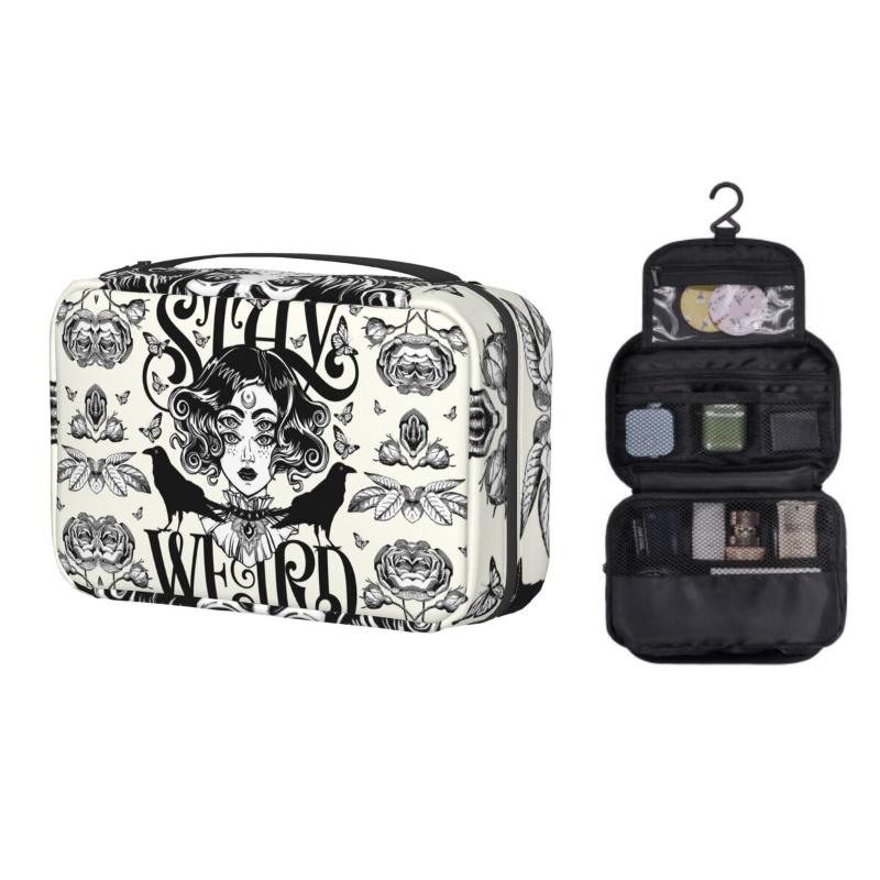 

Cosmetic Bags & Cases Custom Stay Weird Toiletry Bag Women Halloween Witch Makeup Organizer Ladies Beauty Storage Dopp Kit CaseCosmetic