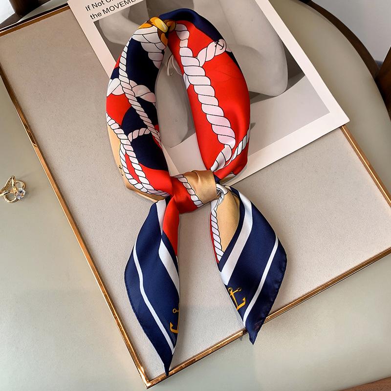 

Scarves Women Scarf Brand 2022 Deign Printed Silk Square Neck Hairband Foulard Female Soft Neckerchief Bandana Summer
