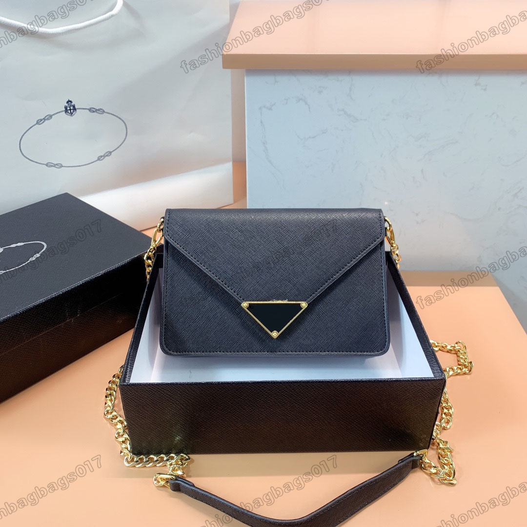 

Women Saffiano Gold Chain Calf Leather Crossbody Shoulder Bag Envelope Bags Letter Handbag Lady Mini Purse Designer Wallet