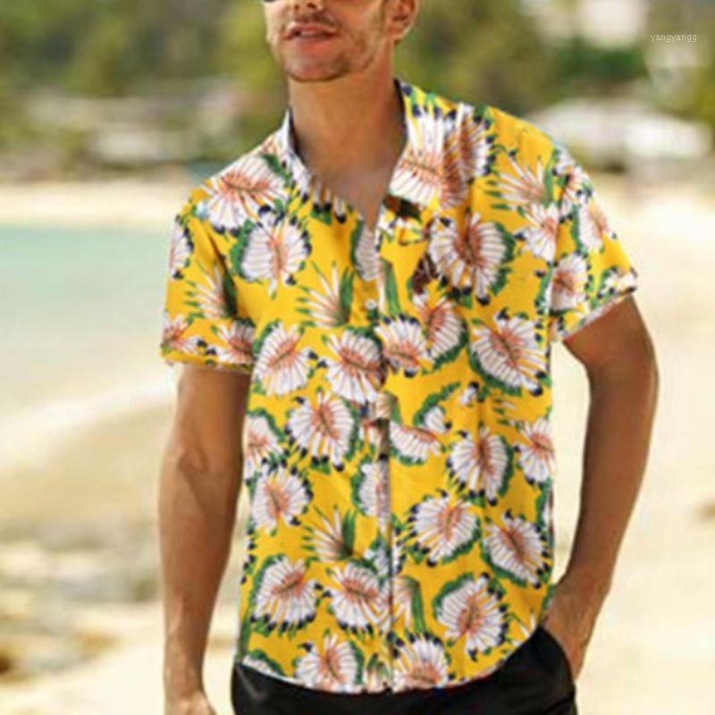 

Men' Casual Shirts 2022 Arrival Summer Hawaiian Camicias One Button Wild Printed Short-sleeve Blouses Tops 2XL, Color 12