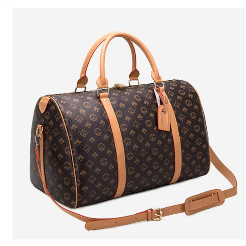 

2022 new fashion men women travel bag duffle bag leather luggage handbags large capacity sport bag 50CM with lock with serial number 41412A