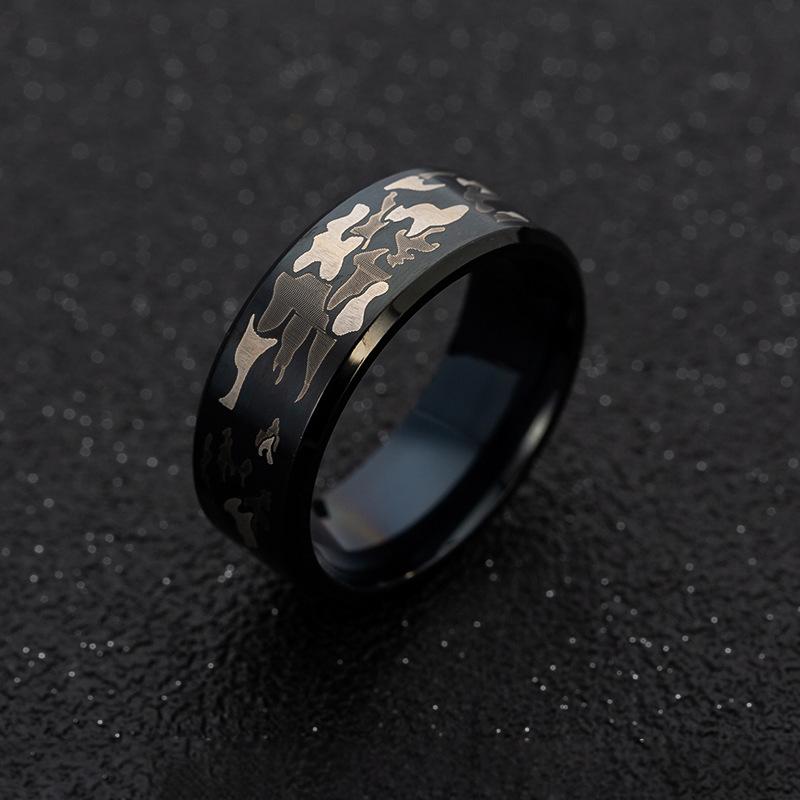 

Wedding Rings Ethnic Titanium Steel Black Military Men's Male Punk Three-color Camouflage Ring Camo Men Jewelry Anel MasculinoWedding