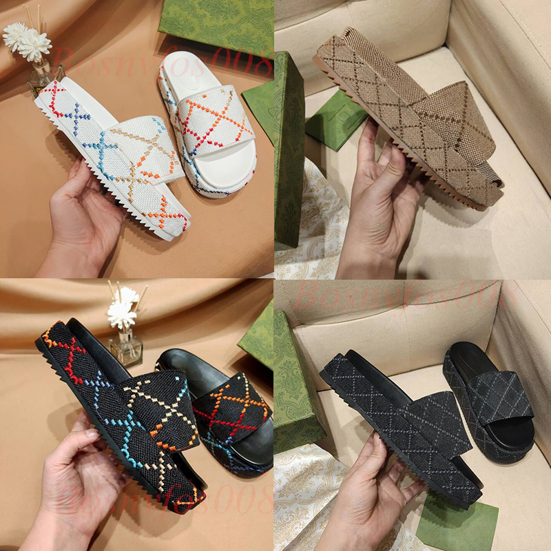

Designer slipper Mid-heel Platform Slide Sandals luxury men sandal beach women shoes with box beige grey blue Mouse printed canvas fashion summer slides Size 36-45, Please leave a message