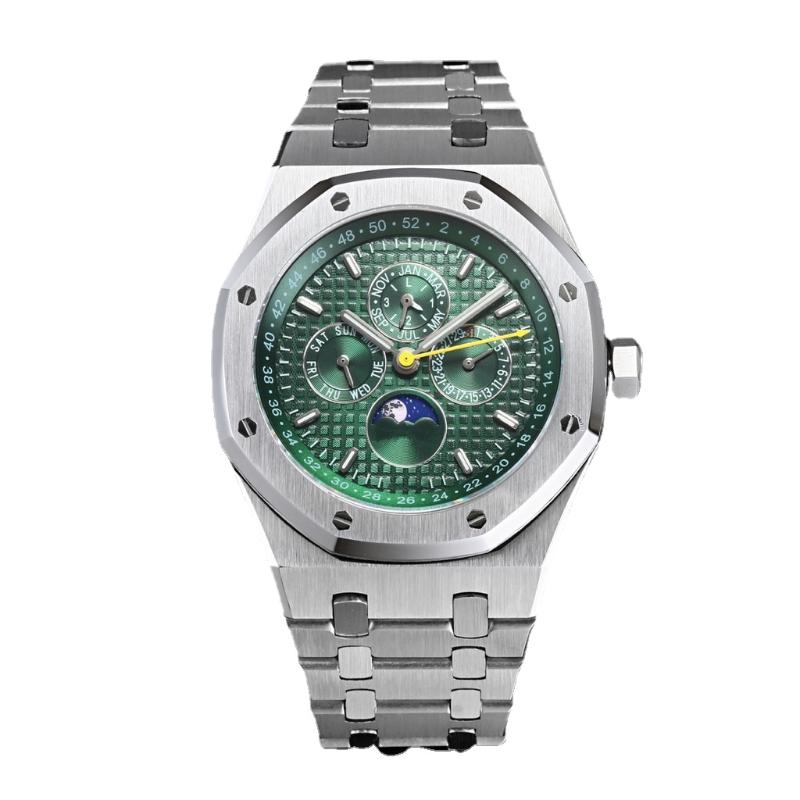 

Wristwatches Mens Automatic Mechanical Watch Moon Phase Black Blue