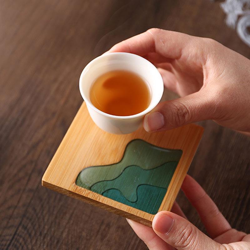 

Mats & Pads 1PC Coffee Placemat Art Heat Insulation Cup Mat Holder Fresh Wood Non-Slip Kitchen Accessories