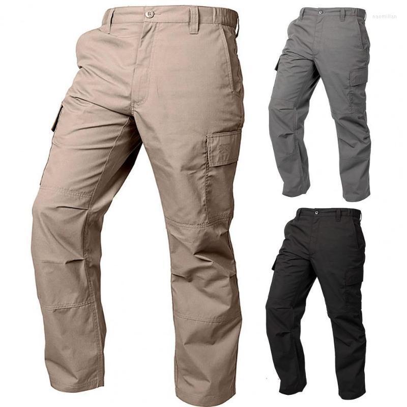 

Men's Pants Men Solid Color Mid Waist Wear-resistant Multi-pockets Summer Trousers For Daily WearMen's Naom22, Black