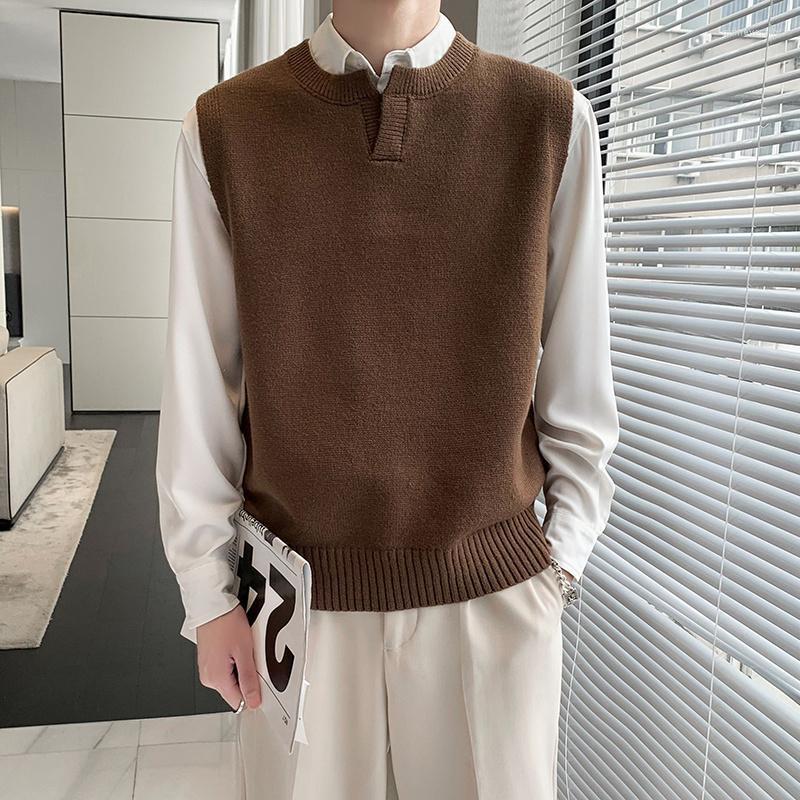 

Men's Vests Autumn Multicolor Sweater Vest Mens Slim Warm Fashion Casual Knitted Pullover Men Korean Sleeveless Jumper Clothes Guin22, Black