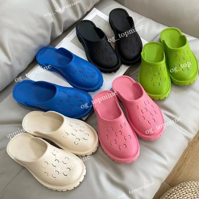 

Luxury Brand Designer Women Platform Perforated Sandals Slippers Made Of Transparent Materials Fashionable Sunny Beach Thick or Thin Bottom Woman Shoes Slipper