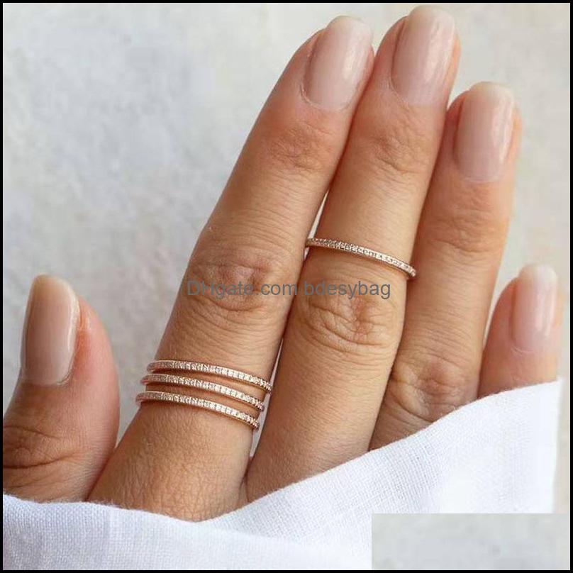 

Band Rings Stainless Steel Zircon Gift For Women Pleated Gold Minimalist Aesthetic Love Vintage Luxury Ring Gothic Accessorie Bdesybag Dho2S