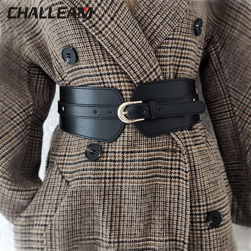 

Belts Luxury Ladies Wide Belt Elastic Vintage Buckle Leather Fashion Wild Pin Women's Waist Seal X208Belts, Black