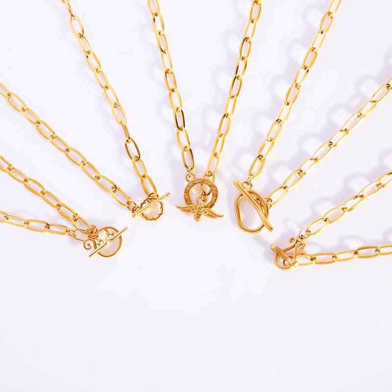 

Chains Stainless Steel Necklace For Women Choker Gold/Silver Color Metal Toggle Necklaces Clasp Chain Collares Collier