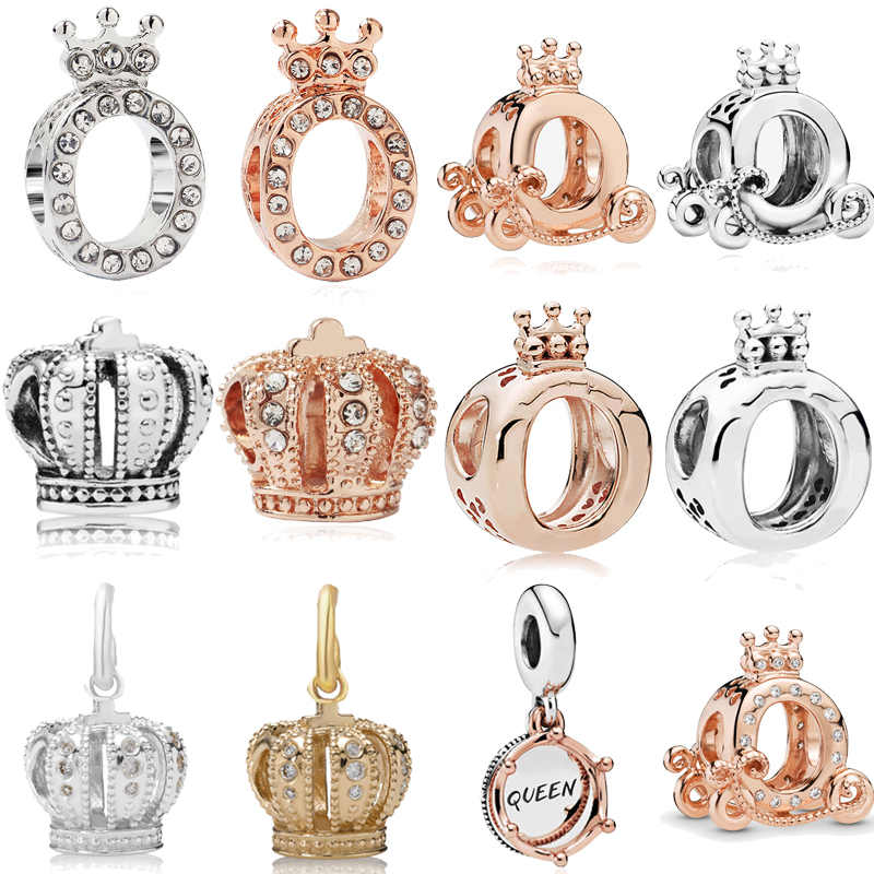 925 Sterling Silver Charms Princess Crown Trinket Pumpkin Cart Beads Original Fit Pandora Bracelet Jewelry Making DIY Gift
