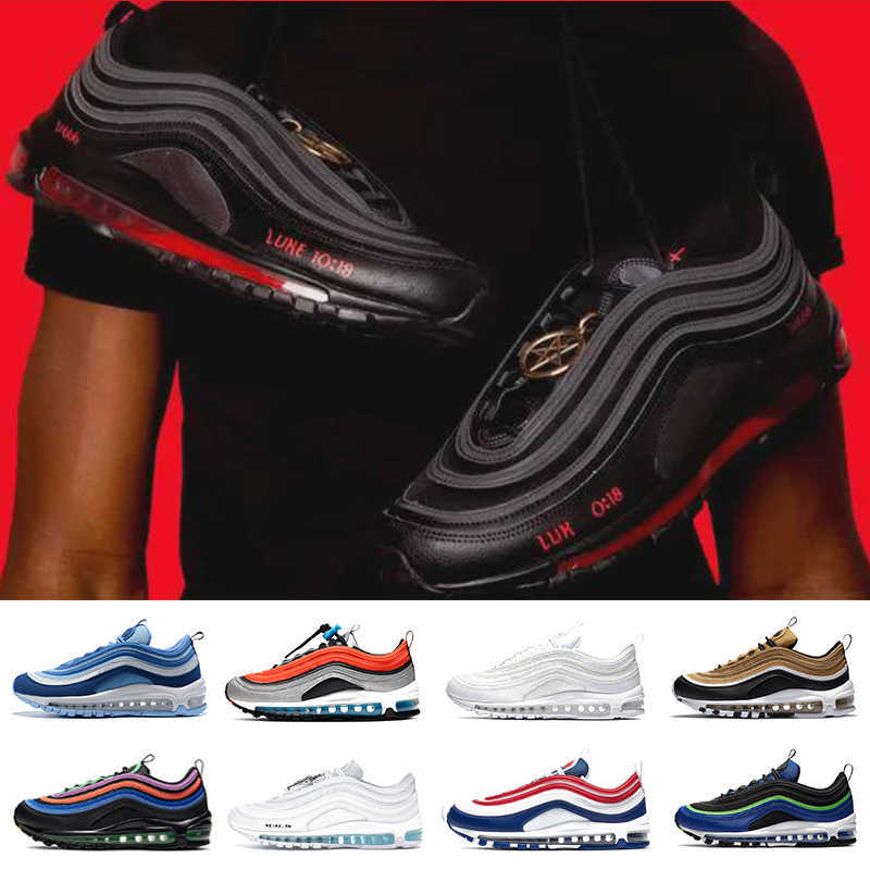 

fashion Mschf Lil Nas x Satan Luke inri jesus 97 mens running shoes Halloween triple black white metalic gold 97s undefeated men women, Color#9