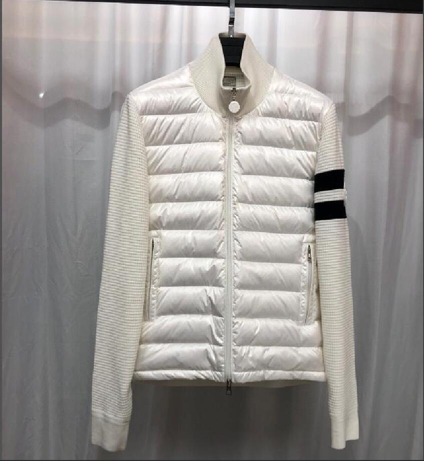 Men Stand Collar Down Coat wool knitting splicing Design Down Jacket Outerwear White Black Color Size M-XL