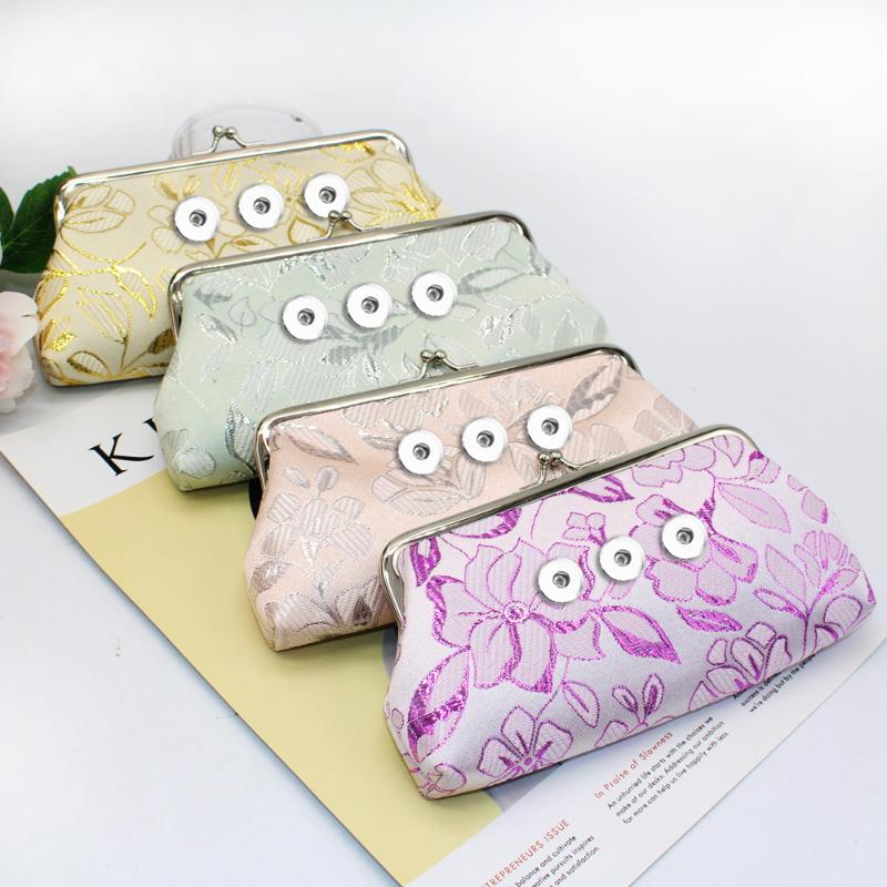 

Bangle Flower Cloth 18MM Snap Button Jewelry 18CMx9CM Wallets Pouch Kids Girl Women's Money Bags For Gift QB7581Bangle