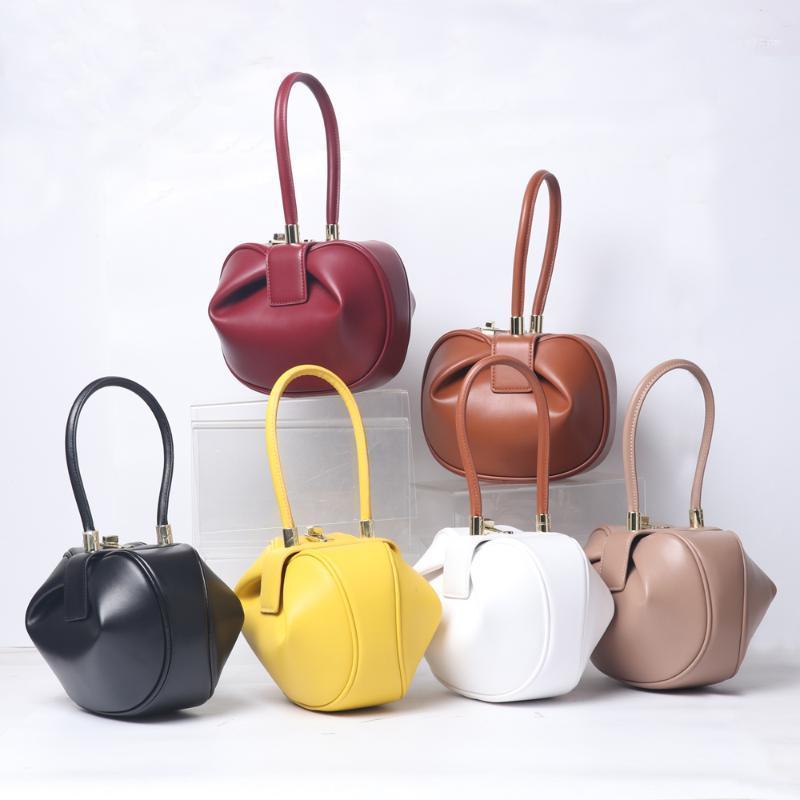 

Evening Bags Sac A Main Luxury Designer Handbag Women Small Round Design Leather Hand Bag For 2022 Fashion Bowling Purse Clutches, Black handbag
