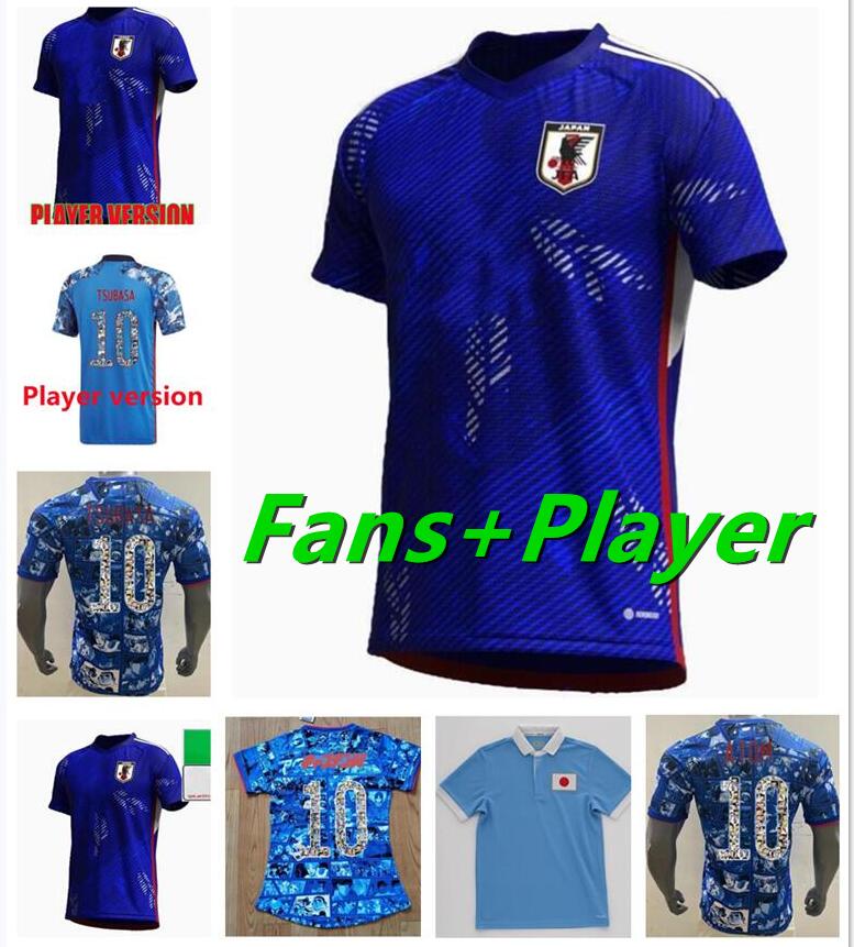 

Japan 2022 Soccer Jersey home blue Cartoon Captain TSUBASA 2023 ATOM Japanese 22 23 Football Shirt HONDA KAGAWA OKAZAKI men set kids kit Player Fans women girls top, 12