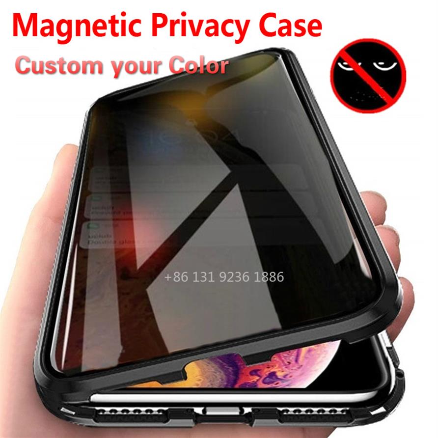 

Magnetic Privacy Metal Case for IPhone 13 12 11 Pro Max XS Max XR X 7 8 6 6S Plus Prevent The Peep Tempered For 13PRO 12PRO Phone 288O, Gold