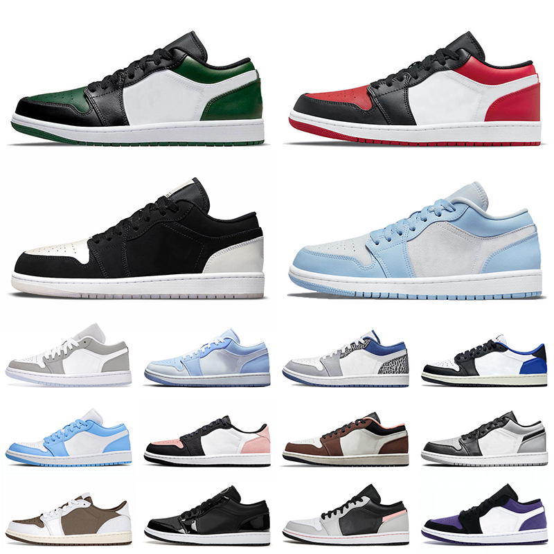 Jumpman 1 Low Basketball Shoes OG UNC 1s Sneakers Sports Black Grey Pink Reverse Mocha Men Trainers Shadow Toe Bleached Coral Diamond Shorts Wome