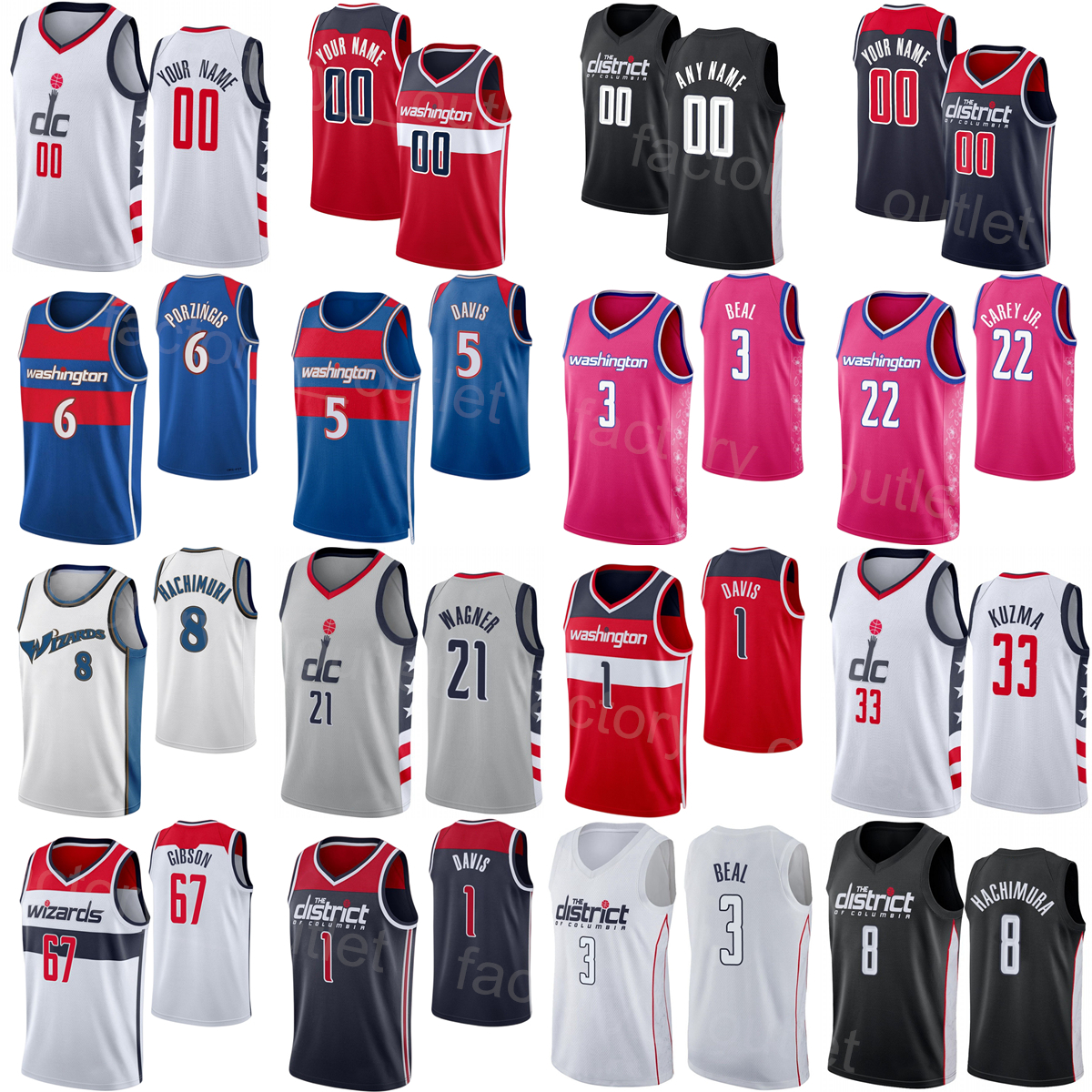

Association Basketball Printed Statement City Johnny Davis Jersey 1 Corey Kispert 24 Bradley Beal 3 Kyle Kuzma 33 Deni Avdija 9 Rui Hachimura 8 For Sport Fans Edition, Red