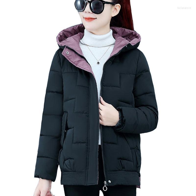 

Women's Down & Parkas 2022 Winter Jackets Cotton Jacket Hooded Thicken Warm Padded Female Parka Outwear Plus Size XXXL Luci22, Black