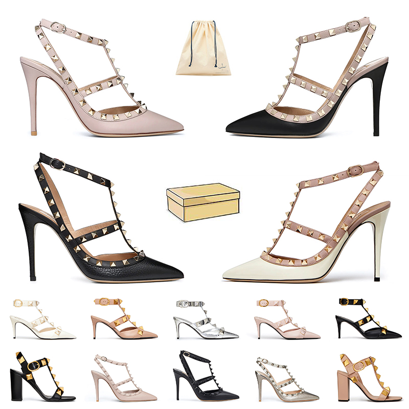 

Rockstud designer high heels womens dress shoes patent leather rivets pointed toe Peep-toes Rockstuds sandals heel luxurys lady rivets pumps sneakers 2022 fashion, Item 17