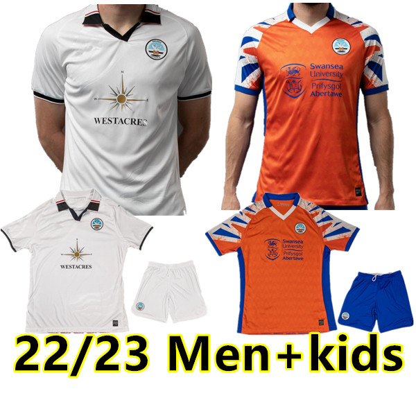 

22 23 Swansea City men adult kids kit with socks Soccer Jersey 2022 2023 home white away orange Football Shirts special Fans Version uniforms, 22/23 home