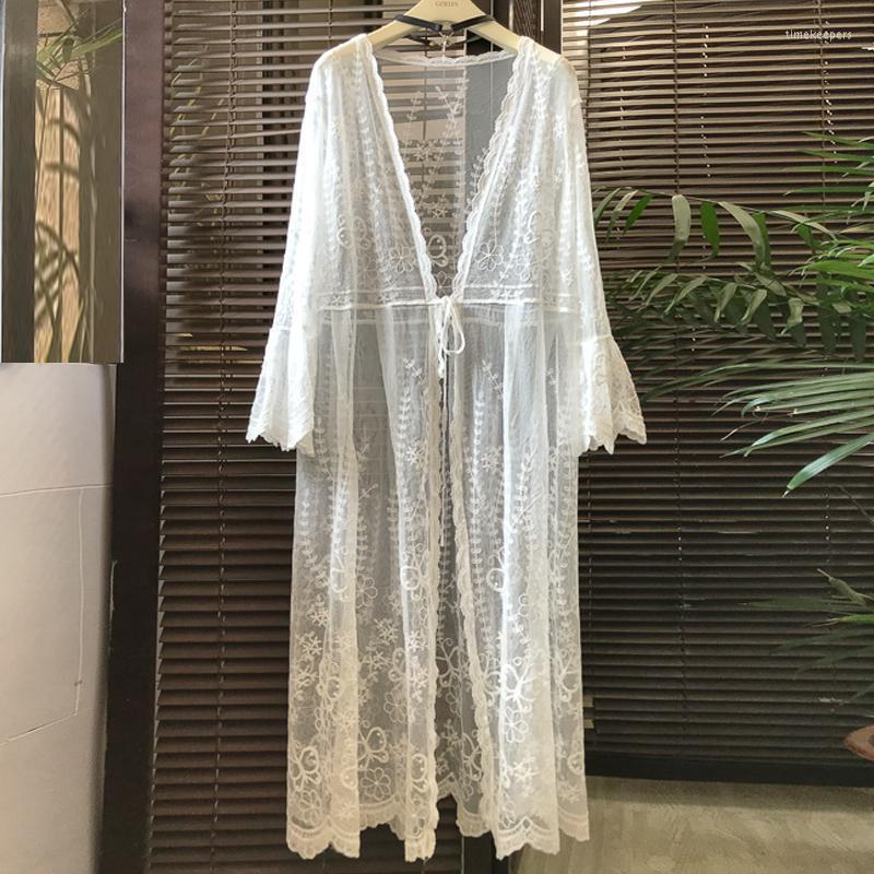 

Women's Knits & Tees Women's Spring And Summer Lace Top Thin Sweater Cardigan Cape Outerwear Long Bikini Cover Up Hollow CardiganWomen's, Warm white
