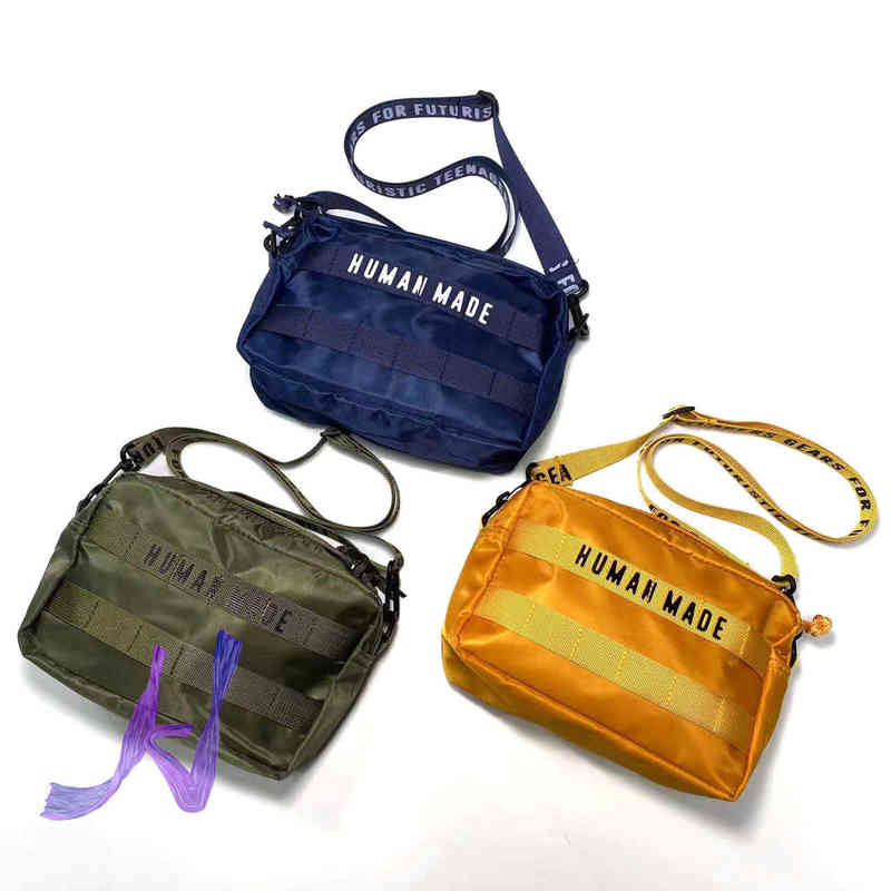 

Men Women Nylon Human Made Backpacks High Quality Letters Print Outdoor Human Made Shoulder Bag, Army green