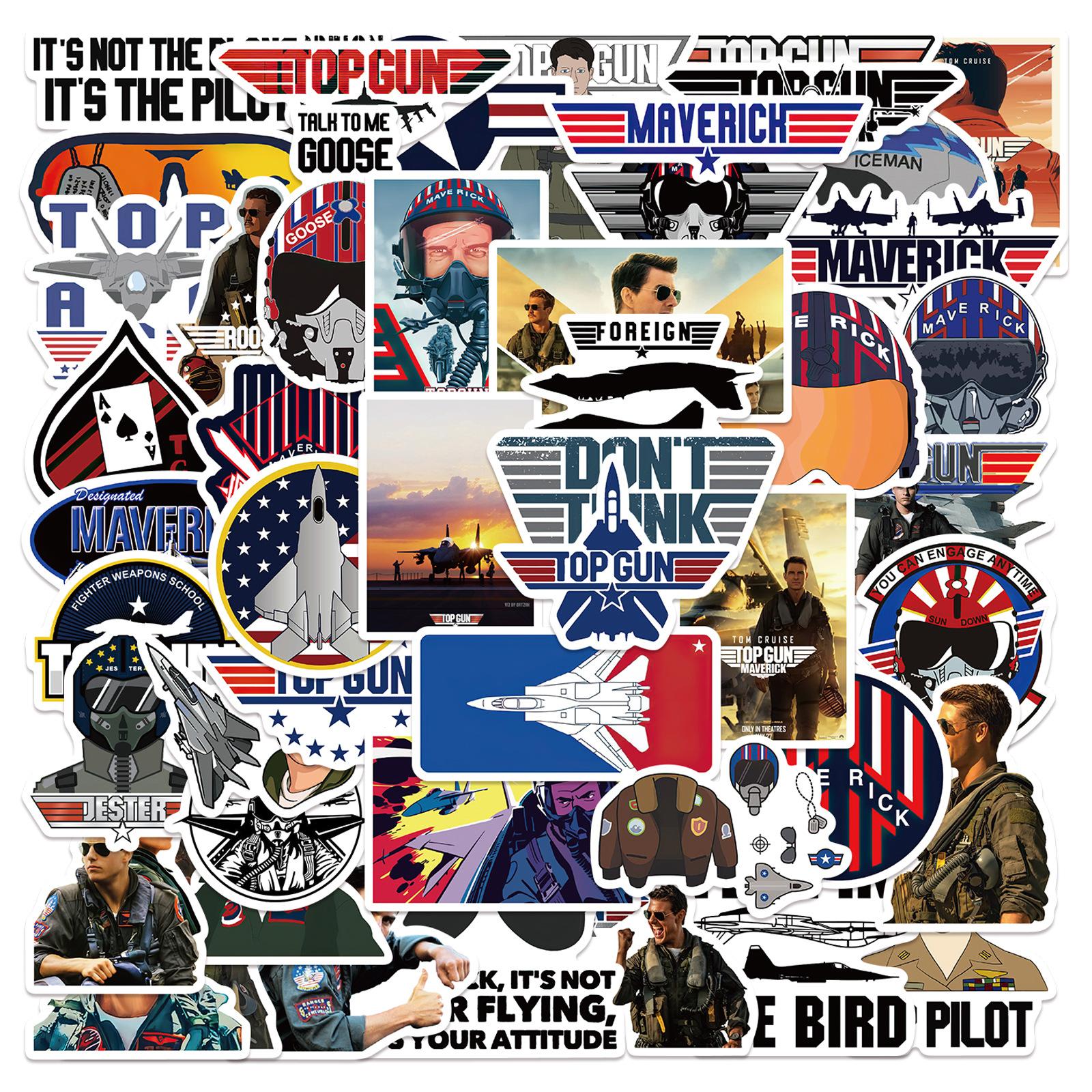 

50Pcs Movie Top Gun Maverick Sticker Tom Cruise graffiti Stickers for DIY Luggage Laptop Bicycle Guitar Sticker, Multi colors