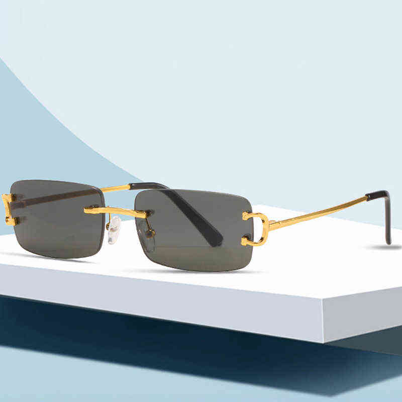 

2022 New Luxury Glasses for Female Unisex Frameless Rectangle Driving Comfortable Men's Retro Sunglasses New