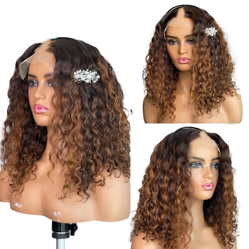 

ighlight Blonde U Part Wig Human Hair Virgin Unprocessed 250Density Loose Curly V Parts Wigs 100% Humans Hair Full End Hairs, As picture color