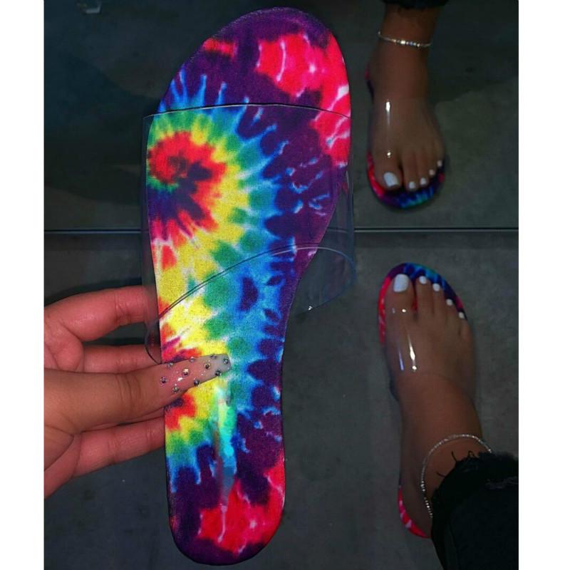 

Slippers 2022 Transparent Women Summer Flat With Mixed-color Party Holiday Lady Slides Rubber Sole Basic Female Footwear, Beige