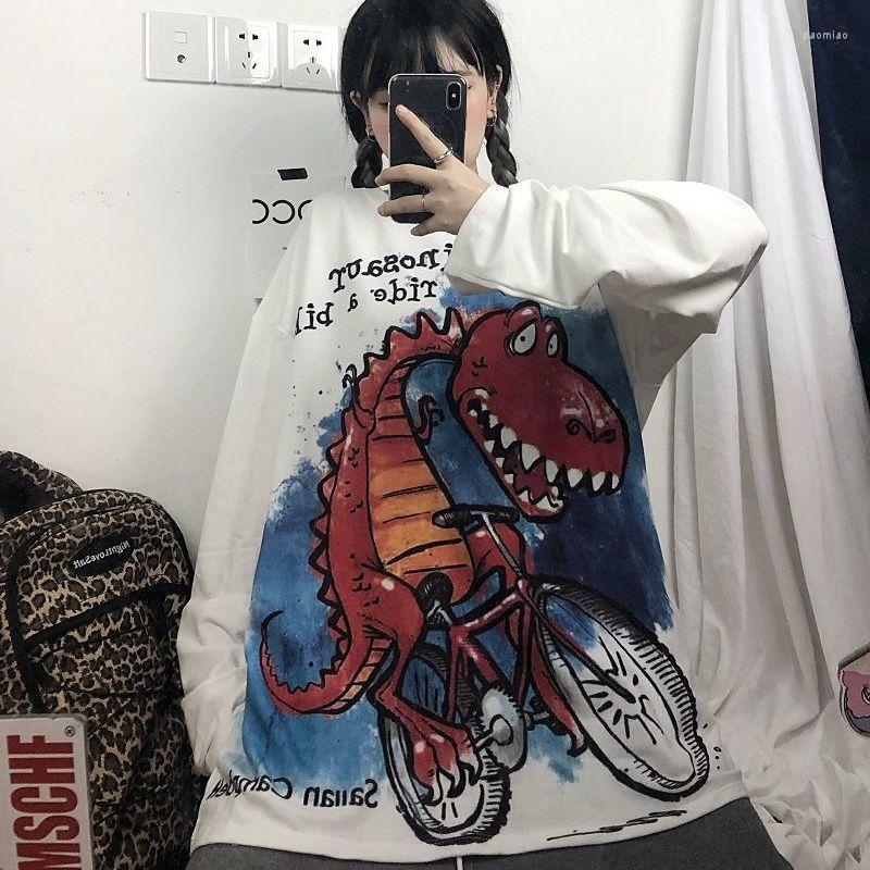 

Women's T-Shirt Harajuku Long Sleeve Goth T Shirt Students School Kawaii White Tops Women Streetwear Funny Cartoon Oversized 90s Girl Sweats, Jinl 411 hui