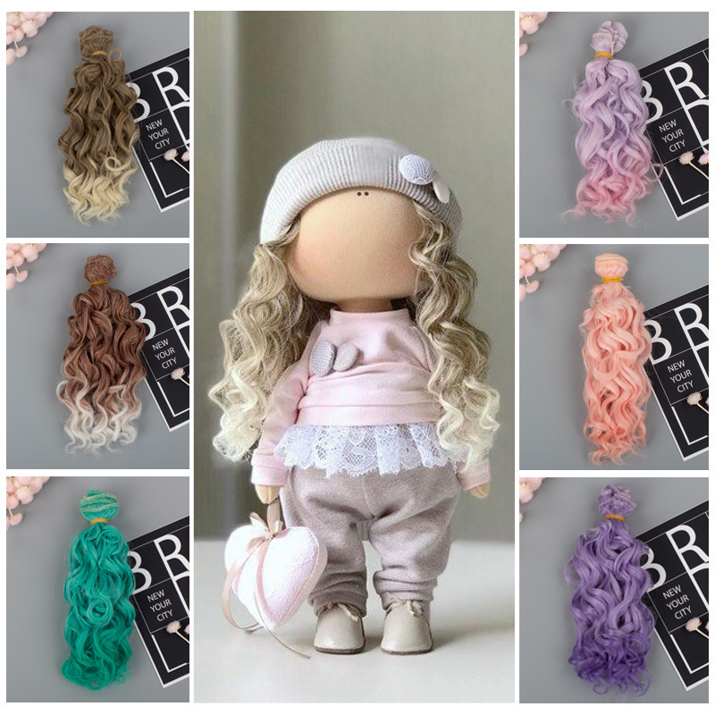 

Multi Color 15X100cm Tresses Screw Curly Hair Extensions For All Dolls DIY Wigs Heat Resistant Fiber Wefts Accessories Toys, No-repeat mix 10 pcs wholesale