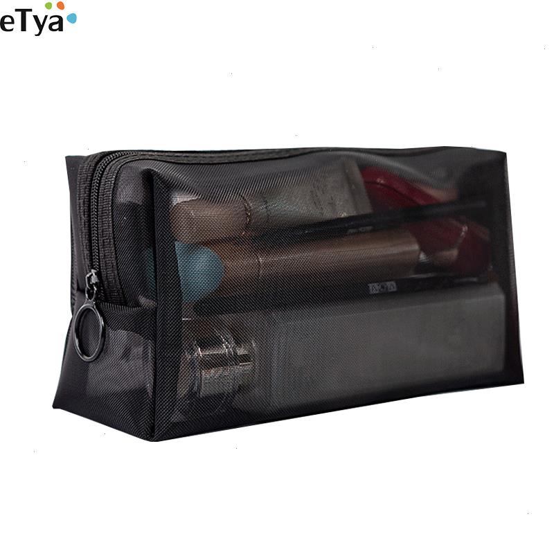 

1pcs Womens Cosmetic Bag Travel Neceser Black Toiletry Kit Transparent Makeup Organizer Washing Pouch Small Large Make Up
