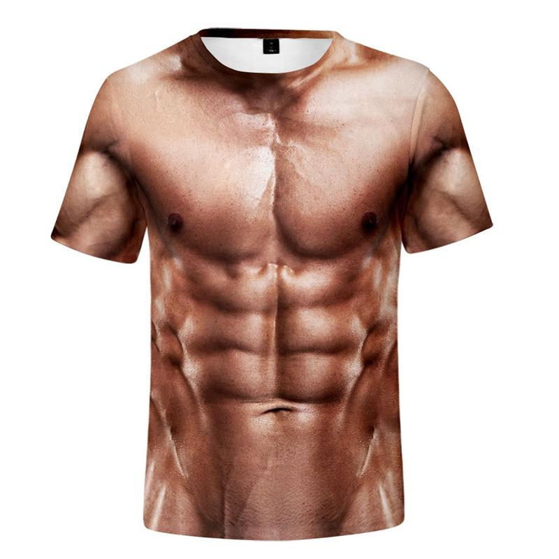 

Men's T-Shirts Summer Men Fake Muscle 3D Print Strong Pectorales Pattern T Shirt Women Abdominal Gym Tee Shirts Streetwear TopsMen's, Cbt-550