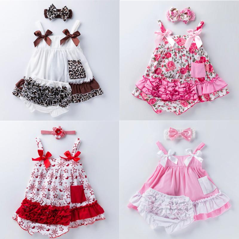 

Clothing Sets Baby Girl Set Flower Born Clothes 0-24M Lace Top Dress Ruffles Bloomers Pant Bow Headband Infantil 3pcs/setClothing