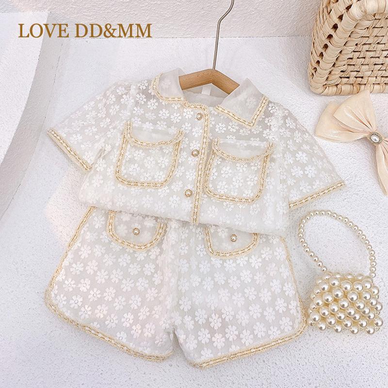 

Clothing Sets LOVE DD&MM Girls Summer Casual Lace Short-Sleeved Shirts Shorts Kids Baby Clothes Costumes Children Outfits, White