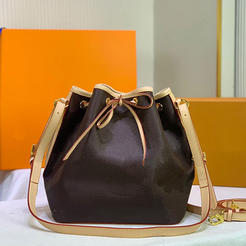 

Drawstring Bucket Bag Old Flower Handbag Women Crossbody Shoulder Bags Backpack Genuine Leather Large Capacity Removable 2 Straps Gold Hardware Classic Lettered, Box