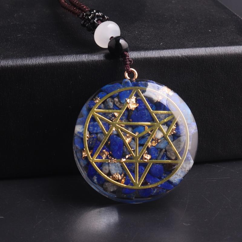 

Pendant Necklaces Natural Stone Crystal 1Pc Orgone Lapis Lazuli Gravel Symbol Necklace Orgonite Emf Protection For Chakra Healing EnergyPend