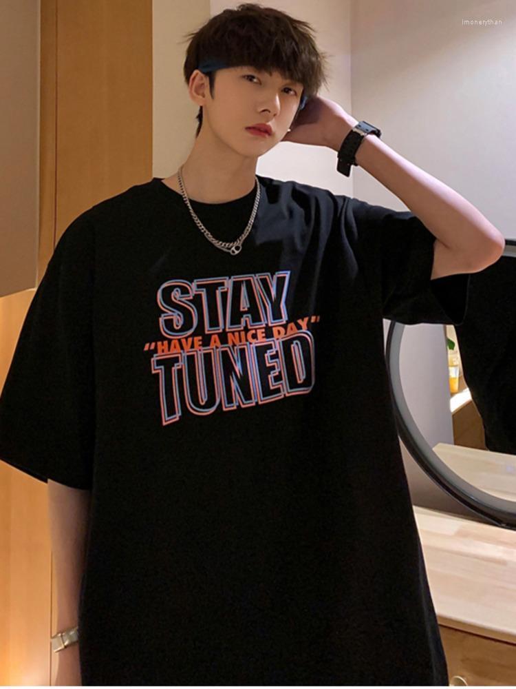 

Men' T-Shirts Men Clothing 2022 Summer O-neck Harajuku Letter Print T-shirt Fashion Loose Streetwear Oversized Tops For MaleMen' Imon22, Black