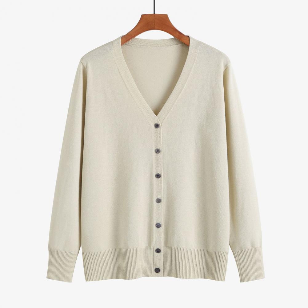 

Women Sweater Coat Autumn New Cardigan Sweaters Solid Color Single-breasted Buttons Long Sleeves Casual Knitted Tops Outerwear, Black