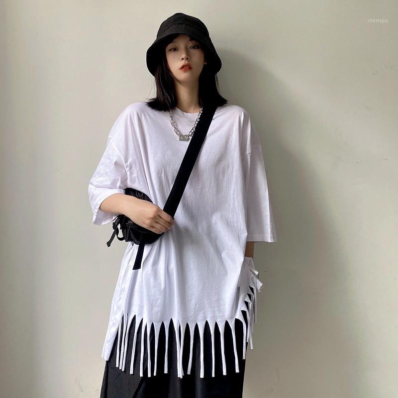 

Women's T-Shirt 2022 Women Fashion Clothing Summer Plus Size T-Shirts Korean Harajuku Tassel Tees Y2k Tops Short Sleeve Hip-hop Style Trend, Black