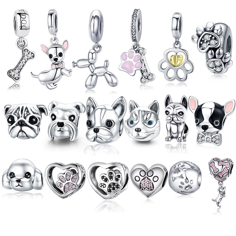 

925 Sterling Silver A Dog 's Story Poodle Puppy French Bulldog Beads Charm Fit BISAER Charms Silver 925 Original Bracelet 220421